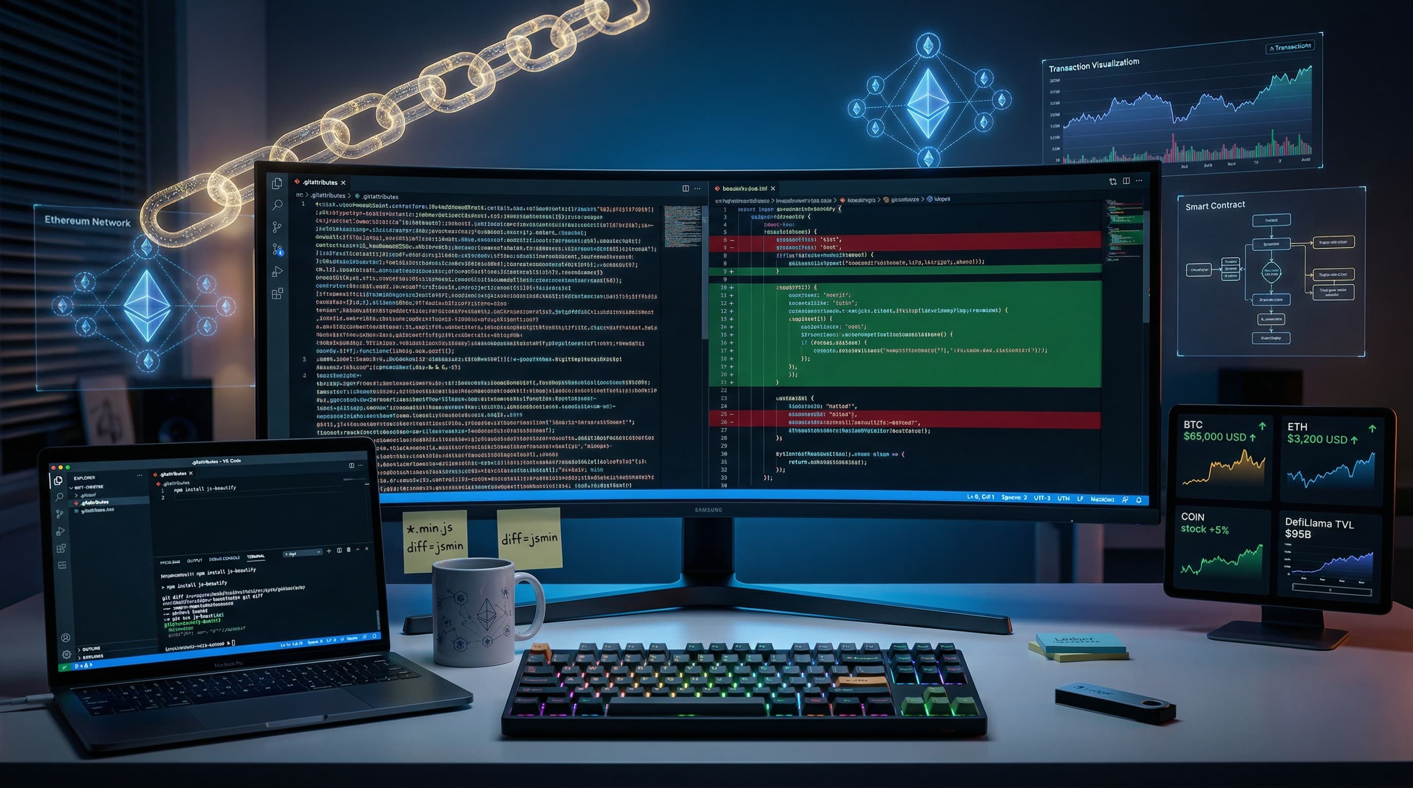 Custom Git Diff Driver Unminifies JS and CSS Files