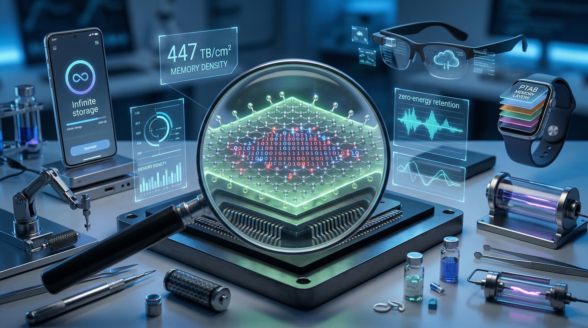 Atomic-Scale Memory Hits 447 TB/cm² on Fluorographane