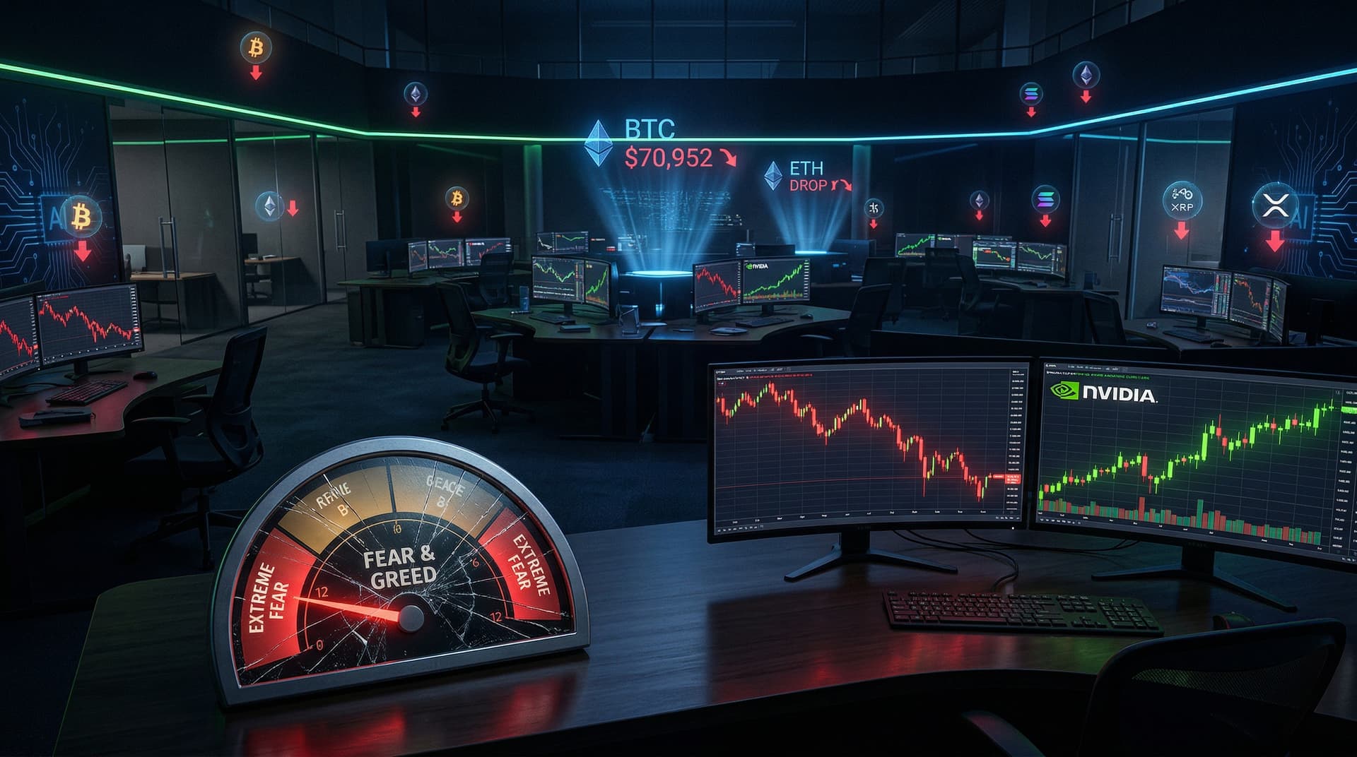 AI Stock Market Shows Mixed Signals: Fear & Greed at 12, Nvidia Stock Up 2.3%