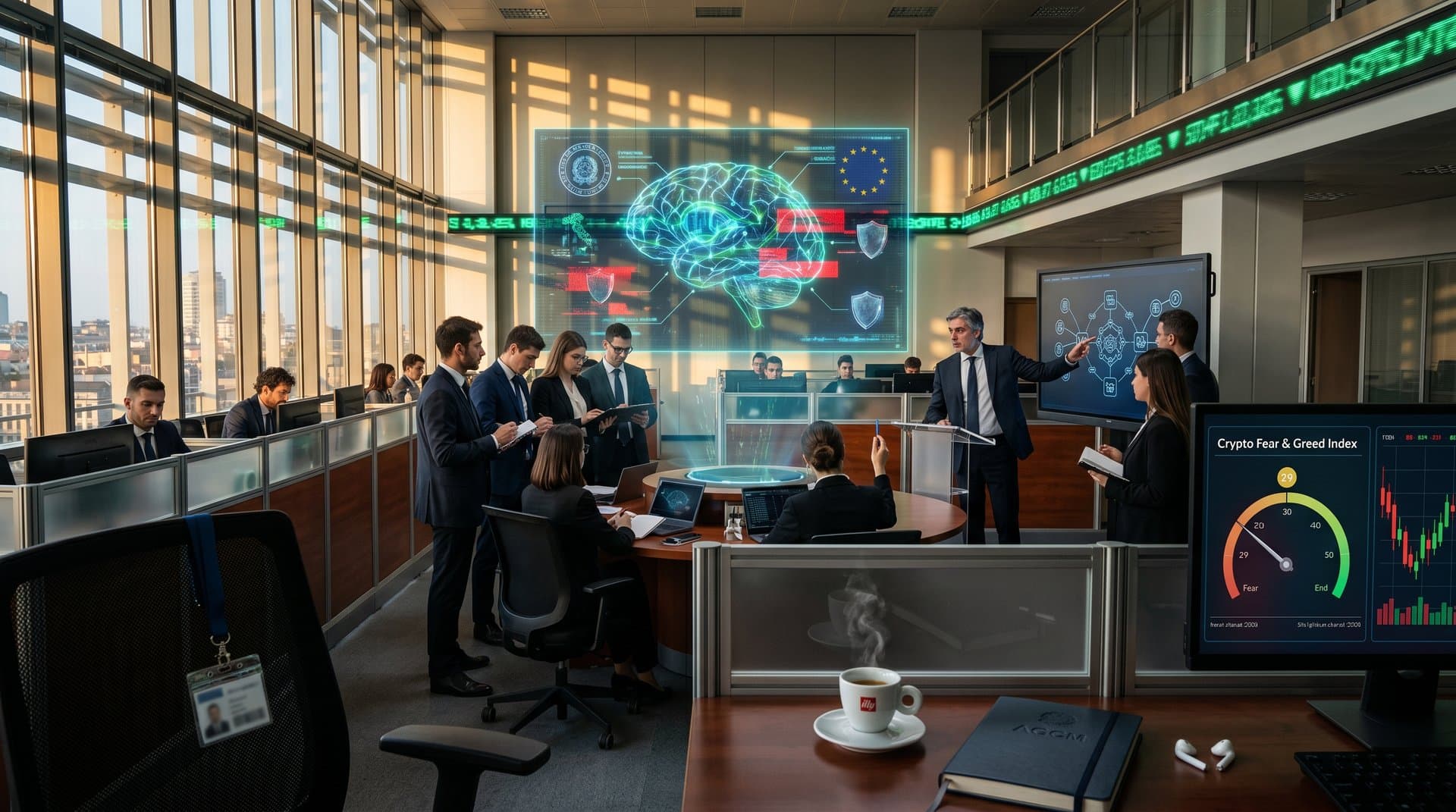 Abstract neural networks with hallucination risks, Italian seals, and crypto Fear & Greed gauge