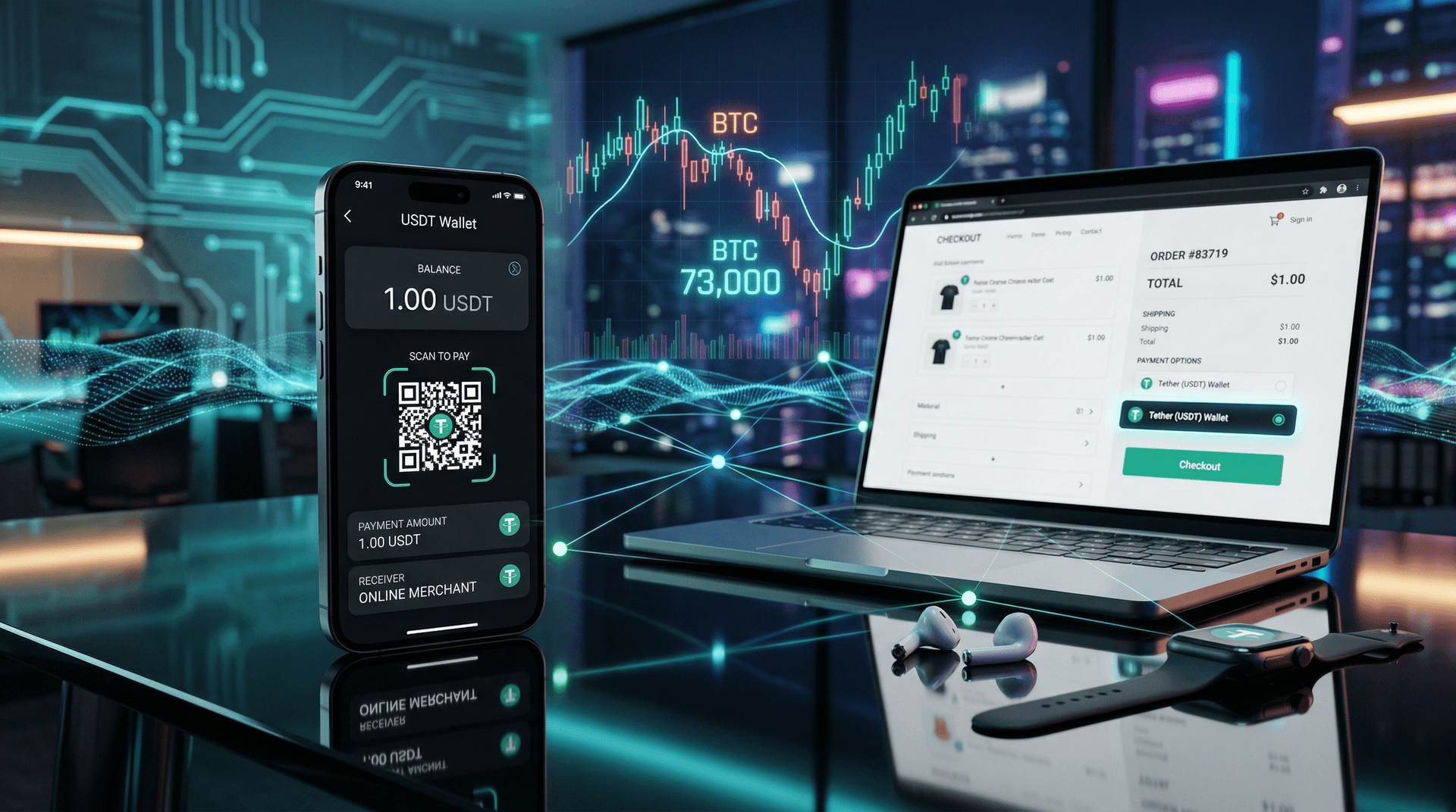 Tether Digital Wallet Launches as BTC Dips 1.1% to $73,877